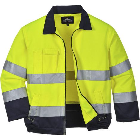 Chaqueta de trabajo moderna múltiples bolsillos de polialgodón, de alta visibilidad TX70 M Amarillo/Marino