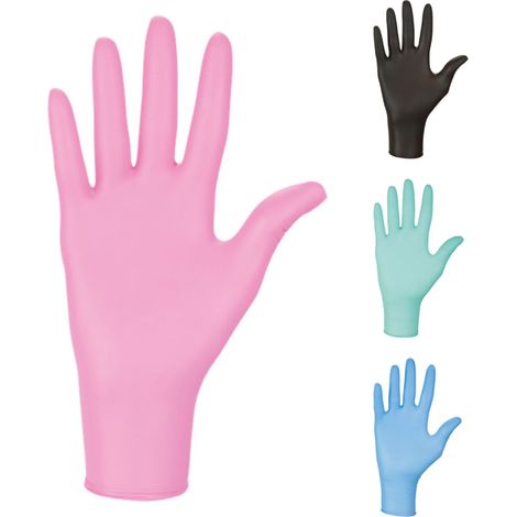 Boite de 100 gants en nitrile jetables - non poudrés - Taille L - Rose - Vivezen