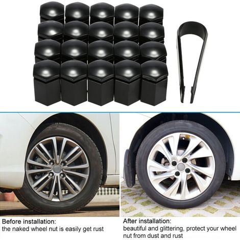 Jeffergarden Jeu de 20 capuchons de boulons et écrous de roue de 17 mm, capuchons en plastique pour Opel-DOU