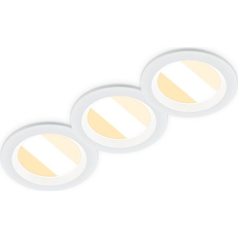 Briloner Lot De 3 Spots Encastrés LED CCT Découpe Ø6,8x3 cm 3x3,5W 3x450lm 2700K-4000K Blanc Chaud-Neutre IP65 Blanc - Plafonnier Salle De Bain