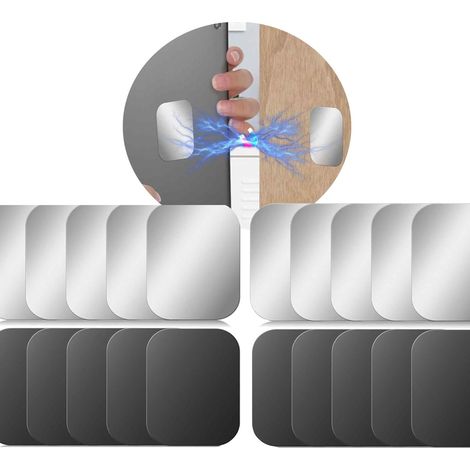 20 Stück Metallplättchen Selbstklebend Set, 50mm magnetplatte selbstklebend für Magnete Edelstahl Metallscheiben, Schwarz und Silber (Rechteckig) (1/5)