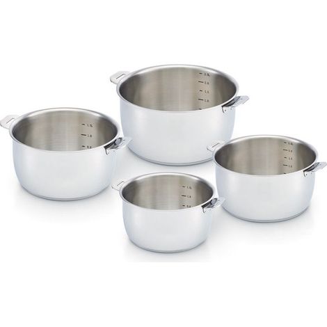 Série de 4 casseroles en acier inoxydable 18/10 – Forme semi-bombée – Fond épais 4.1mm – Compatible tous feux dont induction – Beka (1/3)