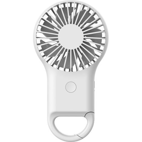 Ventilateur Portable - USB Rechargeable 800 mAh - 3 Vitesses - Avec Mousqueton - Pour Maison Bureau Voyage - Blanc (1/5)