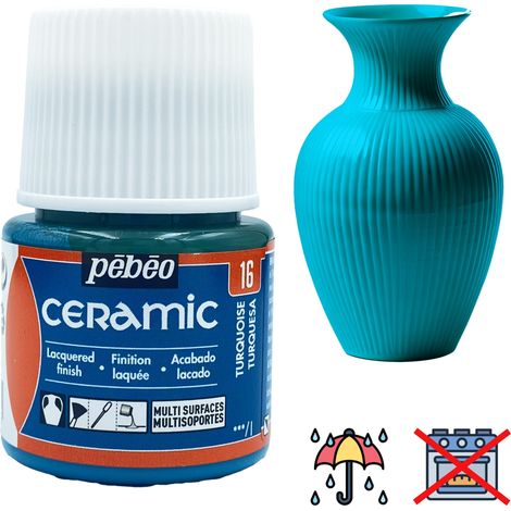 Peinture céramique décorative et résistante à FROID PEBEO 16 TURQUOISE 45ml (1/5)