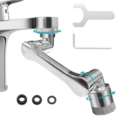 Rallonge Robinet Magique Pivotant 1440° - Mousseur Robinet en Laiton avec Douchette pour Cuisine et Salle de Bain - Extension de Robinet Multifonction Rotatif (1/5)