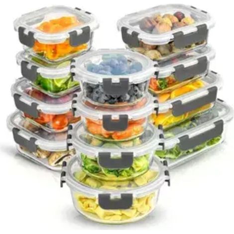 12pièces Conteneur alimentaire en verre de,Boîte à lunch,avec couvercle,ensemble de boîtes de stockage de différentes tailles,boîtes à déjeuner étanches à l'épreuve des fuites,boîtes de préparation de (1/5)