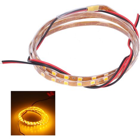Ruban LED 90cm 90 puces éclairage d'ambiance décoratif 12V universel pour auto moto lumière orange (1/5)