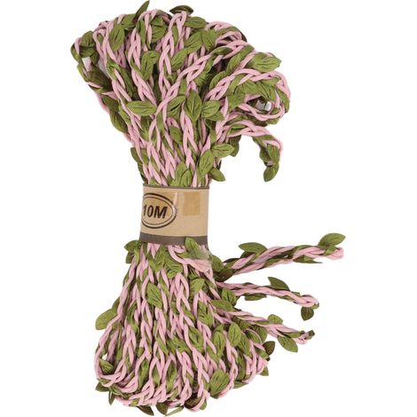 1 Bobine 10m Corde Chanvre Feuille Verte Lavable Résistant Soleil DIY Vigne Jungle Multibrins Déco Guirlande Rose (1/5)
