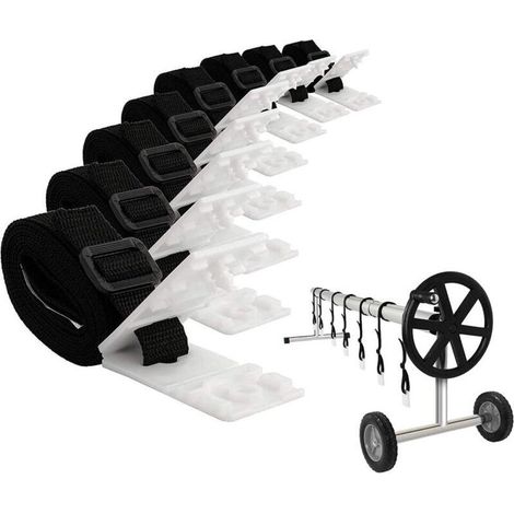 Enrouleur Bache Piscine - Kit de Fixation pour Bâche Solaire de Piscine - 8 Sangles de Fixation pour Bâche Solaire (1/4)