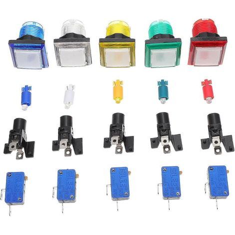 Set mit 5 rechteckigen Kunststoff-Druckknöpfen für Spiele und Schalter – 3,5 x 3,3 x 3,3 cm (1/4)