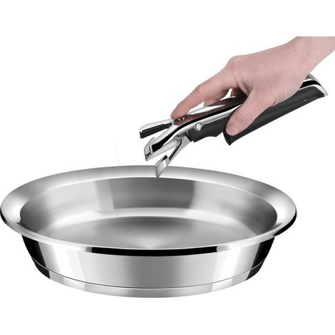 Ycône - Poêle 24 cm inox finition miroir avec poignée amovible (1/5)