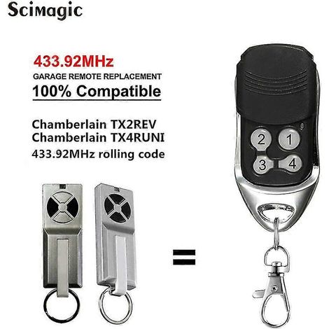 Télécommande de garage compatible Kamberlain TX2REV Chamberlain Liftmaster TX4RUNI 433 MHz de qualité supérieure (1/5)