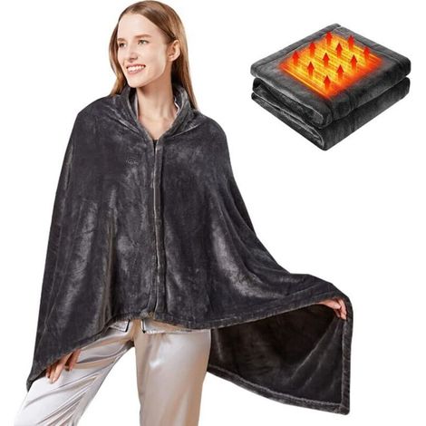 Couverture Chauffante Électrique, 150 x 80cm, Couverture Chauffante en Flanelle, Chaleur Rapide et 3 Réglages de Chaleur, Douce et Confortable, Chauffage Alimenté par USB, Lavable en Machine (1/4)