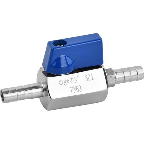 Mini Vanne D'arrêt Robinet à Boisseau Sphérique avec Ardillon Barb Mini Interrupteur D'arrêt Valve en Acier Inoxydable 304 pour Eau Gaz Huile Carburant et D'irrigation Goutte à Goutte (8 mm) (1/5)