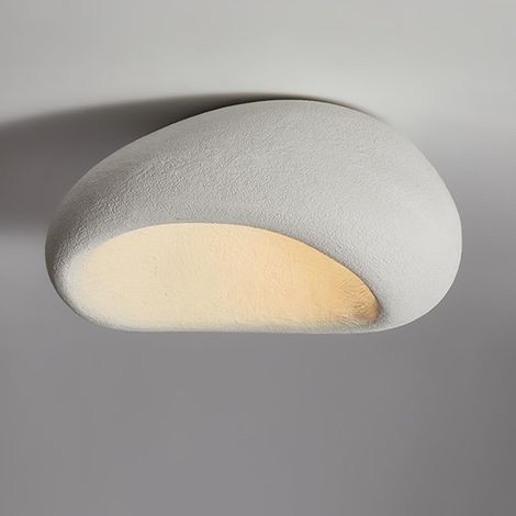 Modern round LED ceiling light in resin, ceiling light for living room, hallway, white, 30 cm, dimmer and remote control, E27 socket