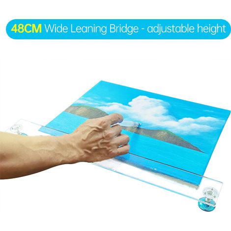 Pont penché d'artiste 18,8 pouces, repose-main et poignet transparent, support de pied réglable en hauteur pour peinture stable, dessin, croquis, calligraphie, adapté à une toile de 15,7 pouces (1/5)