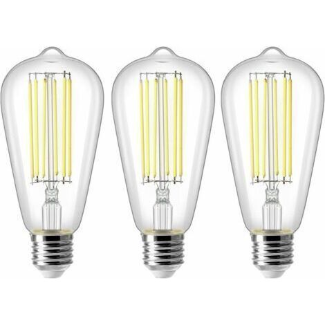 8W E27 ST64 Ampoule LED, Ampoule à Filament Vintage Edison, Equivalent à 80W, Blanc Froid 6500K, 800LM, Rétro Décorative Lampe, Non Dimmable, Lot de 3 (1/4)
