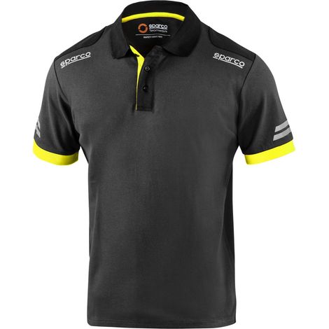 Sparco polo tech Toledo in cotone e poliestere Grigio scuro/ Giallo fluo Tg.XXXL con strisce riflettenti alta visibilita' sulla manica Grigio Scuro/Giallo Fluo XXXL