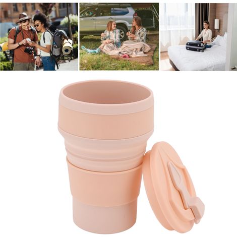 Bouteille d'eau pliable en silicone, portable pour les voyages d'affaires et de plein air, résistante aux hautes températures, rose racine de lotus, 500 ml. (1/5)