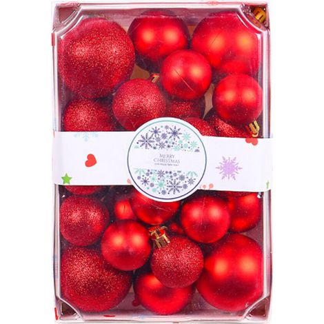 Paquet de 26 boules de noël, ornements d'arbre de noël,-Rouge