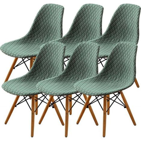 6Pcs Housse de Chaise Scandinaves, Extensible Housse de Chaise de Salle à Manger (couleur:Haricot vert)