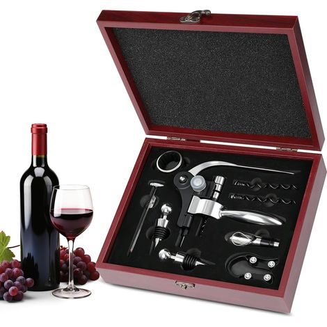 9 Pièces Tire Bouchon Set, Ouvre Bouteilles de Vin avec Coffret Cadeau (1/5)