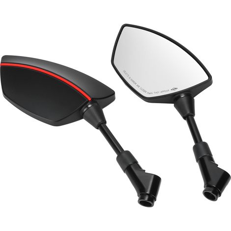 1 paire de rétroviseurs latéraux pivotants à 360° universels pour moto, scooter, quad, moto cross, fixation 0,3 po 0,4 po, bande rouge (1/5)