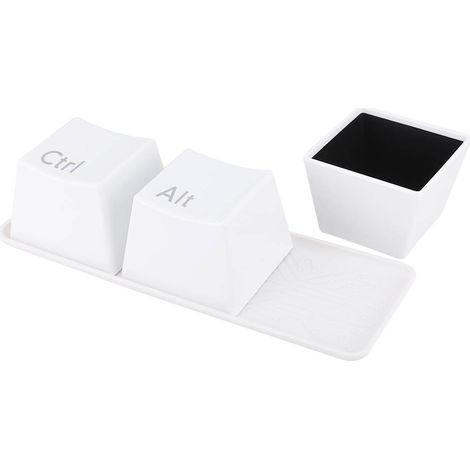 Ensemble de tasses à eau innovantes en forme de touches de clavier, mignonnes et avec plateau, pour la maison (blanc). (1/5)
