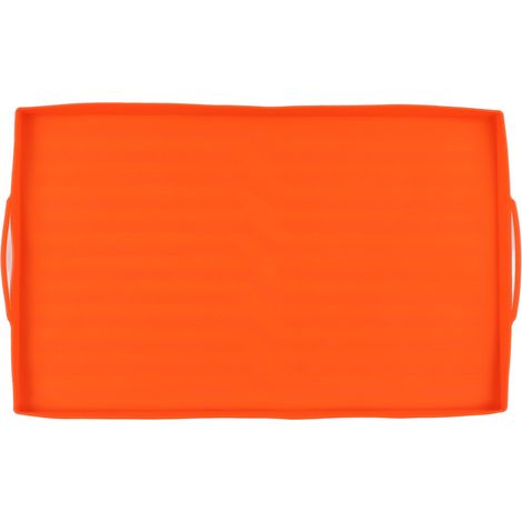 Tapis de protection silicone pour barbecue, housse de gril anti-chaleur, tapis BBQ extérieur 28 pouces orange avec poignée (1/5)
