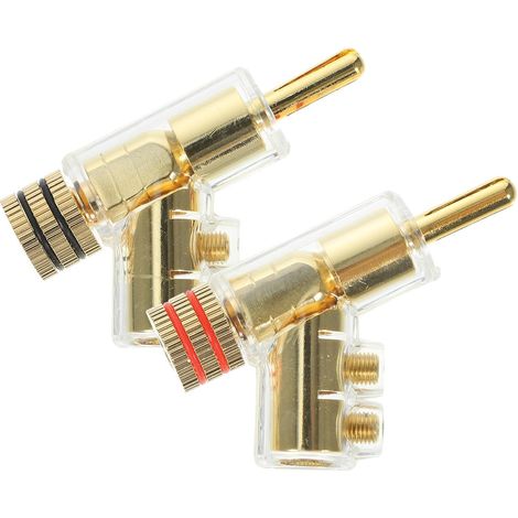 eurs Bananes Coudés à 45 Degrés Lot de 2 Plaqués Or en Alliage de Zinc, Fiches pour Haut-Parleurs sans Soudure Compatibles Amplificateurs et Installation Audio Domestique (1/5)