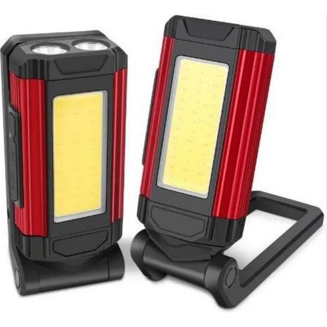 Lampe De Travail LED - 1000 Lumen - Rechargeable USB-C - Avec Pied Pivotant Et Aimant - Étanche IPX6 - Pour Atelier Auto Camping - Lot De 2 (1/5)
