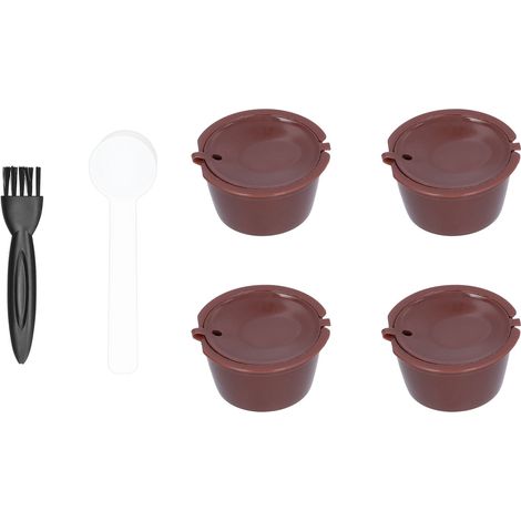 Nachfüllbare Kaffeekapsel für Dolce Gusto Maschinen, wiederverwendbarer Filter mit Löffel und Bürste, braun (1/5)
