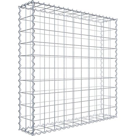 Gabion 100 cm x 100 cm x 20 cm – Mailles 10 x 10 cm – Construction en fil de fer galvanisé – Résistance à la corrosion – Montage rapide avec spirales – Gabiondeco (1/7)