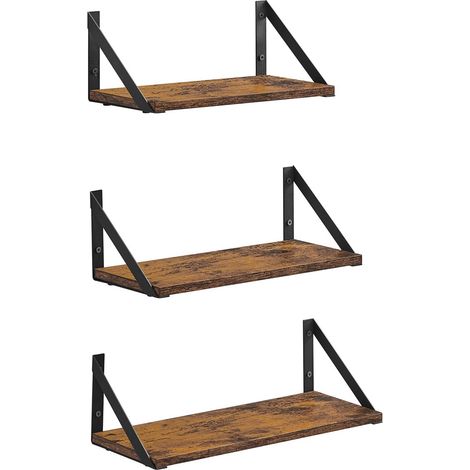 Set di 3 mensole a parete galleggianti per gioielli cornici bottiglie di spezie articoli da toeletta soggiorno camera da letto cucina bagno marrone 120006287