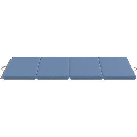 Modulable : matelas de gymnastique pliable 180x80x5 cm pour sport et fitness à la maison, tapis épais avec poignées bleu clair (1/5)