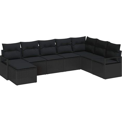 Maison Exclusive - Set di divani con cuscino 8 pcs Nero polyrattan