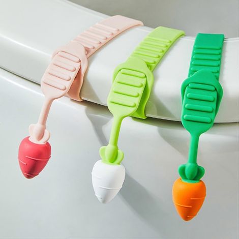 3 soulève-sièges de toilette en silicone, poignées antidérapantes pour soulever l'abattant des toilettes, faciles à installer sans outils, protègent contre les rayures, conviennent à la plupart des to (1/4)