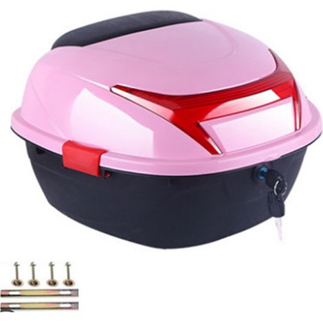 Boîte arrière de moto, rangement de bagages pour casque, boîtier supérieur de grande capacité universel pour électromobile, taille rose.