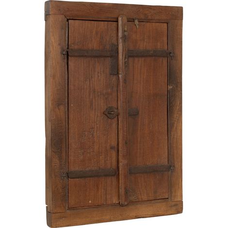 Fenstergitter aus Massivholz und altem mittelalterlichen Eisen mit Innen- oder Außenrahmen (1/5)