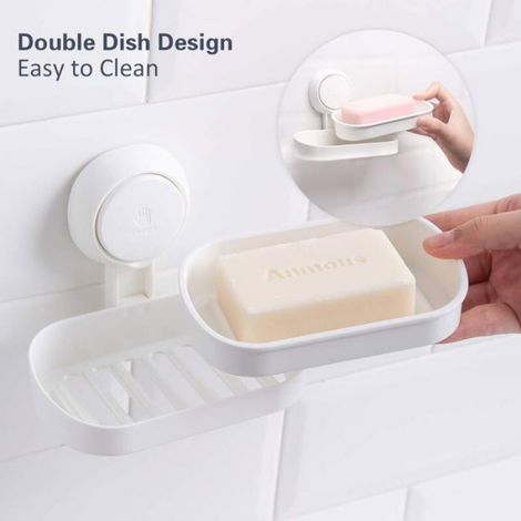 Porte Savon - Ventouse Réutilisable - Pour Carrelage Verre Miroir - Charge Maximale 5 kg - Séchage Rapide (1/5)