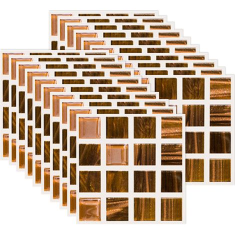 Carreaux Mosaïque Autocollants - PVC Imperméable - Pour Crédence Cuisine Salle De Bain - Repositionnables Faciles À Découper - 40 Pièces 10 x 10 cm (1/5)