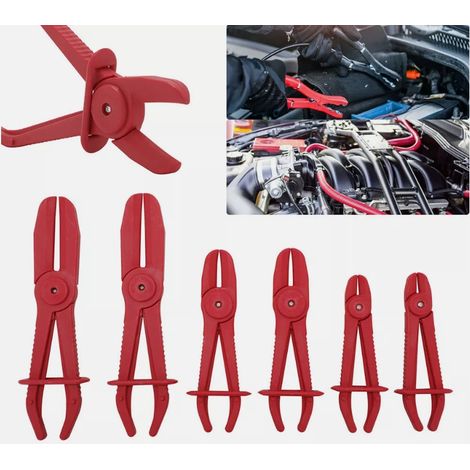 6 pinces pour colliers de serrage, mâchoires non abrasives, haute visibilité, usage simple d'une main, pour durites et conduites (1/5)