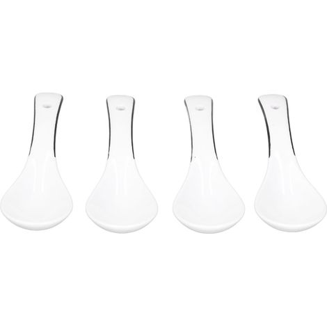 4PCS Cuillère en Céramique Blanche pour Café, Glace et Dessert - Accessoire de Cuisine Pratique (1/5)
