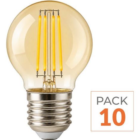 Ampoule LED Filament E27 4W Ambrée G45 - Pack de 10 - Blanc Chaud (2300K - 3500K) - SILAMP (1/2)