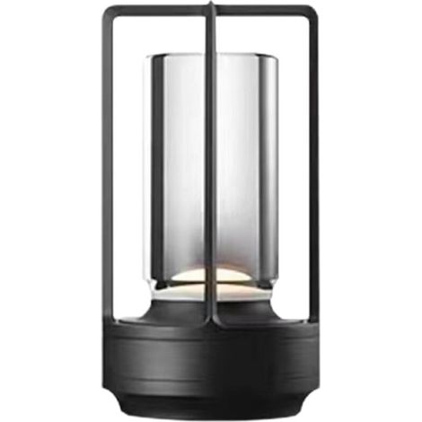 Lampe de bureau portable en métal pour intérieur/extérieur, lumière LED rechargeable, 3 couleurs, intensité réglable en continu, alimentée par batterie, lampe de bureau compacte.