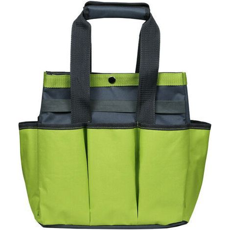 Sac de rangement outils jardin - Tissu Oxford 600D 30x15x30 cm - Multi-poches pour pelles, sécateurs et gants - Avec poignée de transport - Vert (1/5)