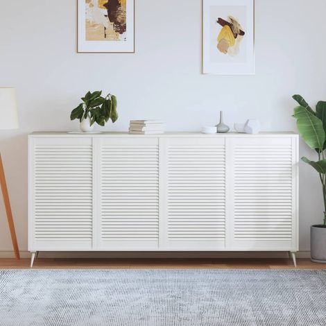 Portes d'armoire à lattes, lot de 4, blanches, 99,3 x 59,4 cm, en bois massif