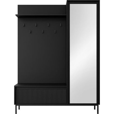 Meuble d'entrée Comfivo Delruva, Noir, 180x135x40cm, Disponible, Stratifié, MDF, À poser