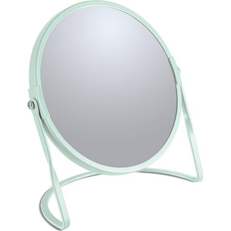 Miroir grossissant sur Pied Acier Robuste Double Face avec Grossissement x5 et Miroir Classique Pivotant à 360° Vert Ice Mat (1/4)