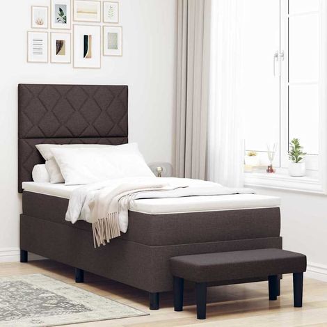 Boxspringbett mit Kopfteil Dunkelbraun 100 x 200 cm Stoff
